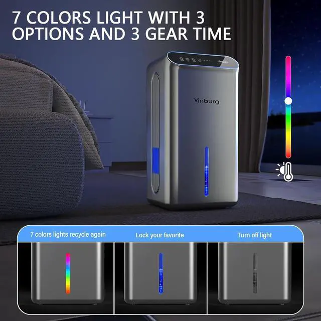 Alt view image 6 of 7 - 85 OZ Dehumidifier for Home, 801 sq ft Quiet Dehumidifier with Drain Hose, Reusable Filter, Sleep Mode, Auto Shut Off, Timer, Portable for Bedroom Bathroom, Basement