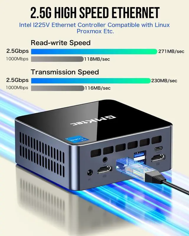 Alt view image 5 of 7 - Mini PC  i5-12450H(Turbo 4.4 GHz) 32GB DDR4 1TB M.2 NVMe SSD Mini Computers, USB 3.2, Type-C/WiFi 6, BT5.2, RJ45 2.5G/ 4K Triple Display Desktop PC