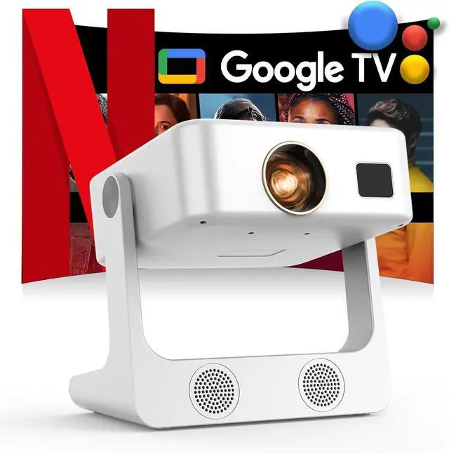 Main image of Outdoor-Projector-4K [1200 ANSI/Google TV/Voice Control] Smart Projector with WiFi 6 and Bluetooth, 10,000+ Apps, AI Focus Portable Proyector with Netflix, Sovbio 1080P Audio Movie Home [180° Stand]
