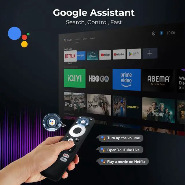 Alt view image 3 of 7 - Outdoor-Projector-4K [1200 ANSI/Google TV/Voice Control] Smart Projector with WiFi 6 and Bluetooth, 10,000+ Apps, AI Focus Portable Proyector with Netflix, Sovbio 1080P Audio Movie Home [180° Stand]