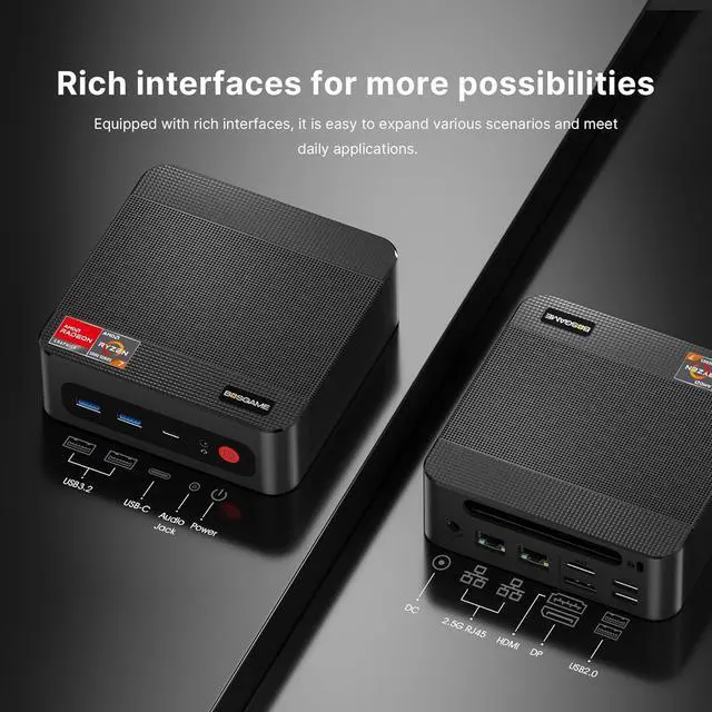 Alt view image 5 of 7 - P4 Light Gaming Mini PC Ryzen 7 5700U 32GB RAM 1TB SSD 11 Pro Triple 4K 60HZ Displays Desktop Computers, Support PS3 Emulator Micro PC, HDMI+DP+Type-C, WiFi 6E, BT5.2, Dual 2.5GbE LAN