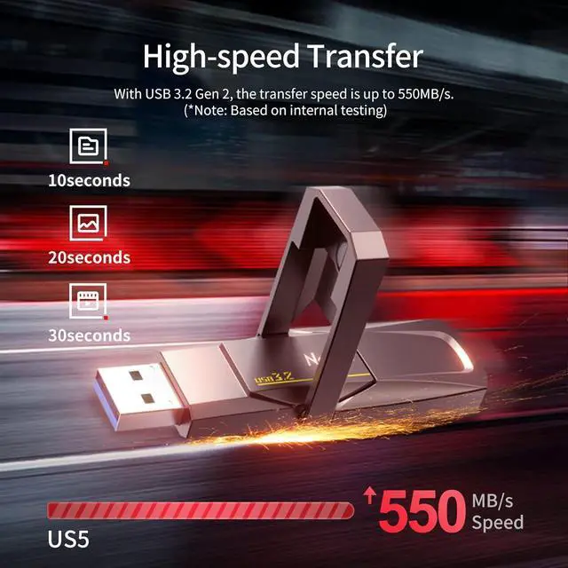 Alt view image 3 of 7 - 512GB Portable External USB Solid State Drive Type-c and USB 3.2 Dual Interface, up to 400MB/s for Data Storage, Expansion of Storage for Ps/Videos/Music/les, US5