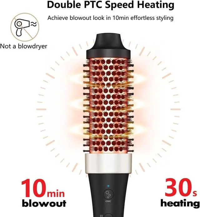 Alt view image 3 of 6 - Thermal Brush Curling Iron Brush Heat Hair Curling Brush with Ceramic Tourmaline Hair Styler 1.5 Inch Heated Round Hair Brush Dual Voltage Hot Brushes for Volume Hair Curler