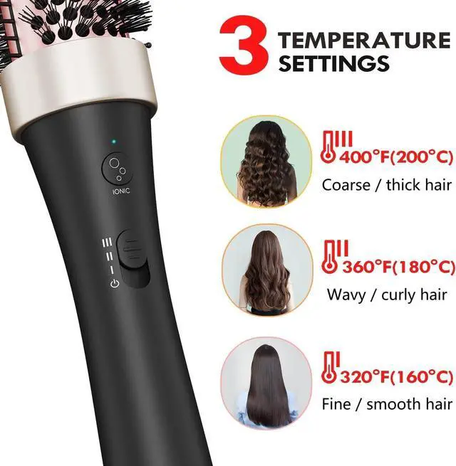 Alt view image 4 of 6 - Thermal Brush Curling Iron Brush Heat Hair Curling Brush with Ceramic Tourmaline Hair Styler 1.5 Inch Heated Round Hair Brush Dual Voltage Hot Brushes for Volume Hair Curler