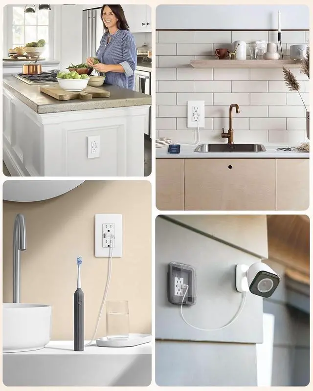 Alt view image 6 of 7 - 15 Amp GFCI Outlet with USB-C & USB-A Ports, Self-Test GFCI Electrical Outlet Combination with USB, Tamper-Resistant GFCI USB Outlet, Screwless Wall Plate Included, ETL Listed, White,2-Pack