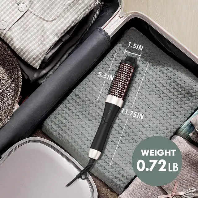 Alt view image 5 of 6 - Thermal Brush Curling Iron Brush Heat Hair Curling Brush with Ceramic Tourmaline Hair Styler 1.5 Inch Heated Round Hair Brush Dual Voltage Hot Brushes for Volume Hair Curler