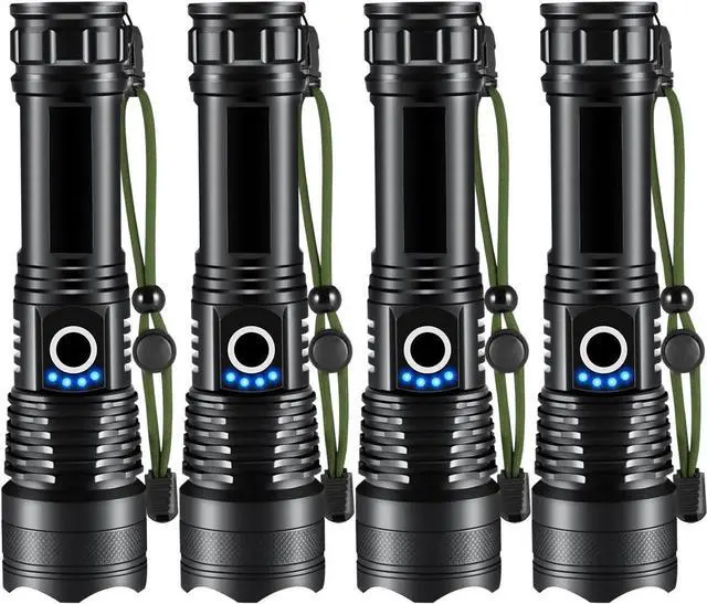 Main image of Flashlights High Lumens Rechargeable, 4Pack Rechargeable Flashlights, 990000lm Super Bright Flashlight, 5Mode Tactical LED Flashlight High Powered, Waterproof Flash Light for Home, Emergencies.