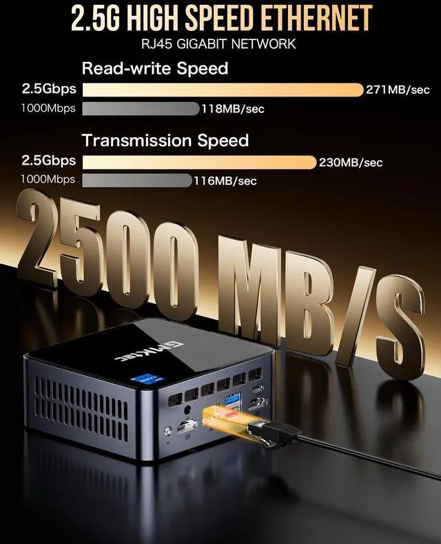 Alt view image 6 of 7 - M3 Plus Mini PC with  Core i9 12900HK(14C/20T 5.0 GHz), 32GB DDR4 RAM+1TB NVMe SSD, Mini Desktop Computer Triple 4K Display, WiFi 6, BT5.2, USB-C