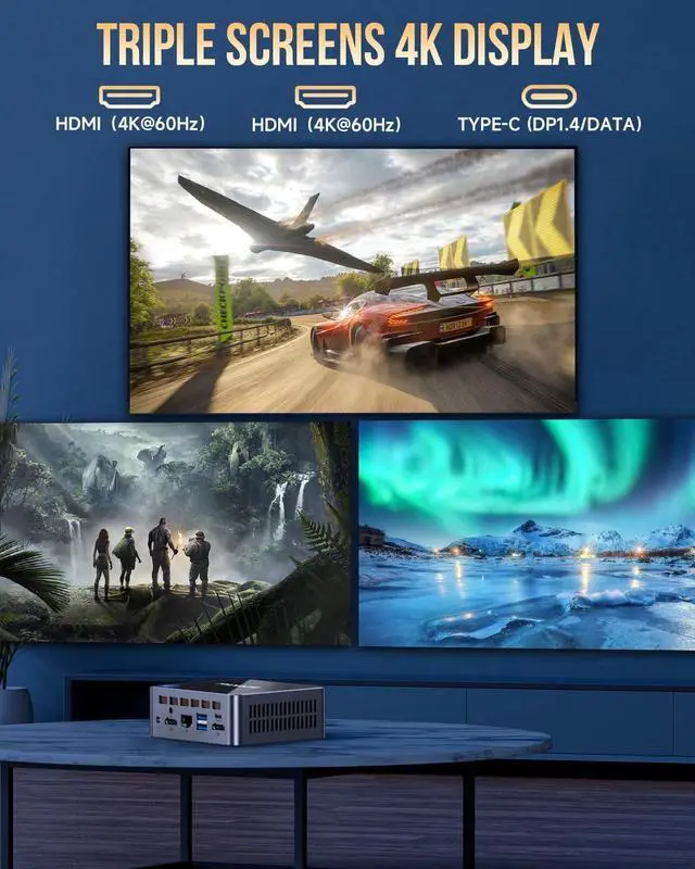 Alt view image 7 of 7 - M3 Plus Mini PC with  Core i9 12900HK(14C/20T 5.0 GHz), 32GB DDR4 RAM+1TB NVMe SSD, Mini Desktop Computer Triple 4K Display, WiFi 6, BT5.2, USB-C