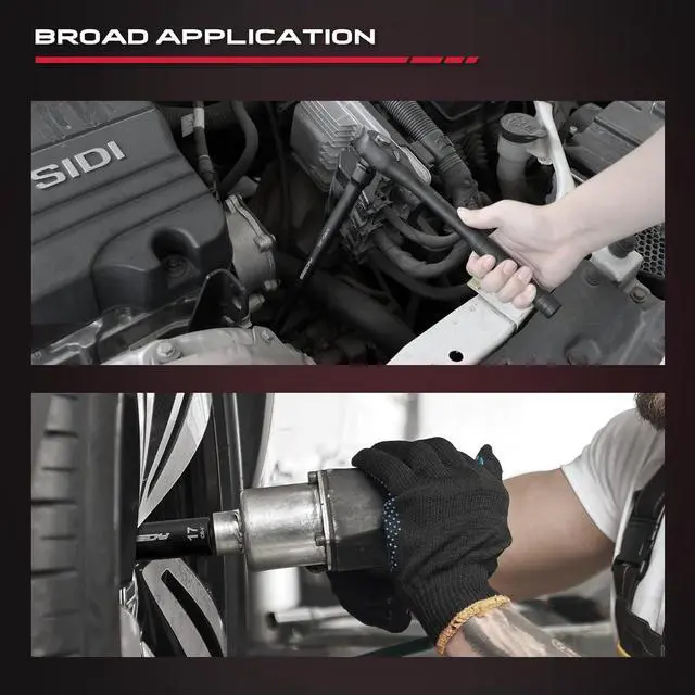 Alt view image 6 of 7 - 29-Piece 1/2" Drive Impact Socket Set, SAE (3/8 to 1 inch) and Metric (10-24mm) Sizes with Extension Bars Standard Deep Socket Set CR-V Material High Durability Impact Wrench