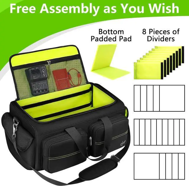Alt view image 2 of 7 - DJ Bag, Large Capacity DJ Cable Bag with 6 Pockets for Extension Cords, Mics, Pedals, Cable Organizer for Musicians, Musician Gig Bag with Padded Shoulder Strap, Audio Mixer Case