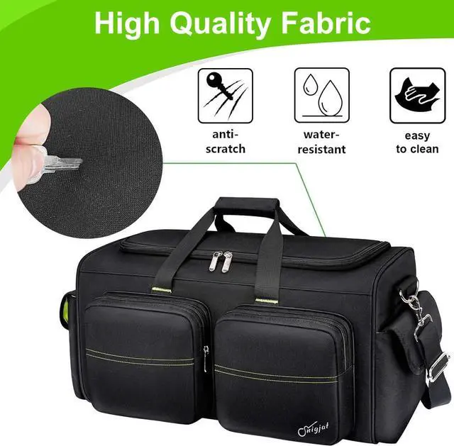 Alt view image 4 of 7 - DJ Bag, Large Capacity DJ Cable Bag with 6 Pockets for Extension Cords, Mics, Pedals, Cable Organizer for Musicians, Musician Gig Bag with Padded Shoulder Strap, Audio Mixer Case