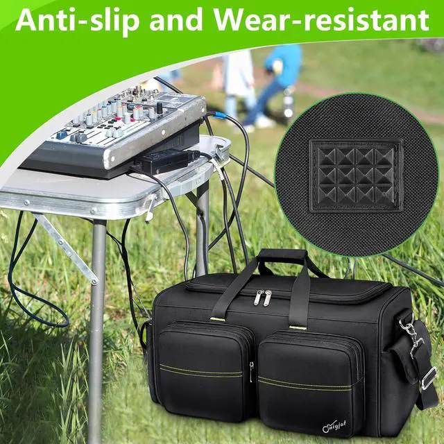Alt view image 5 of 7 - DJ Bag, Large Capacity DJ Cable Bag with 6 Pockets for Extension Cords, Mics, Pedals, Cable Organizer for Musicians, Musician Gig Bag with Padded Shoulder Strap, Audio Mixer Case