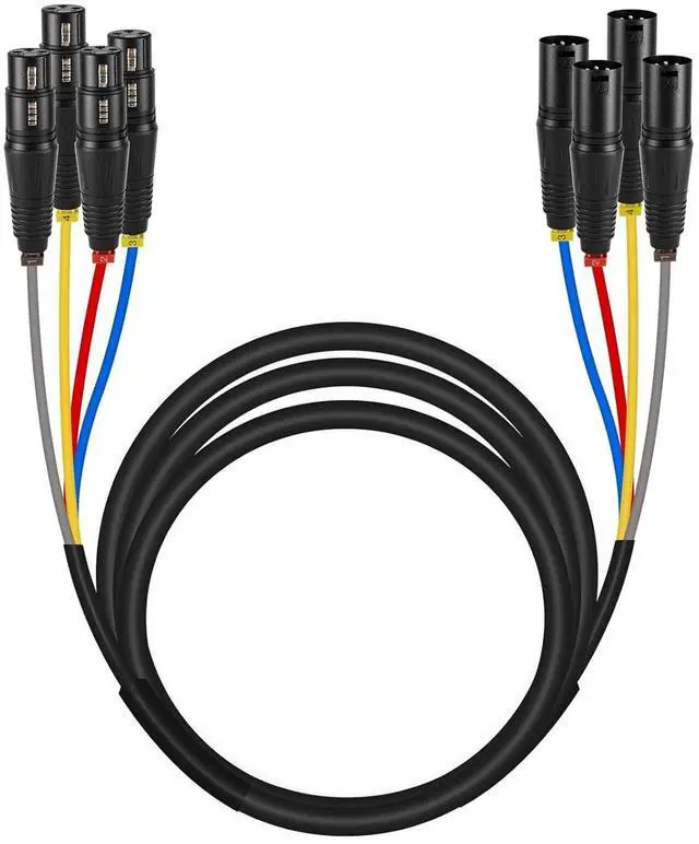 Main image of 4-Channel XLR Snake Cable,Color-Coded Male to Female Patch Wire w/OFC Copper, 10 Ft XLR Splitter Cable, Balanced Microphone Cable for DJ Mixers, IEM & Mic Systems (PCBL-4IN1-10)