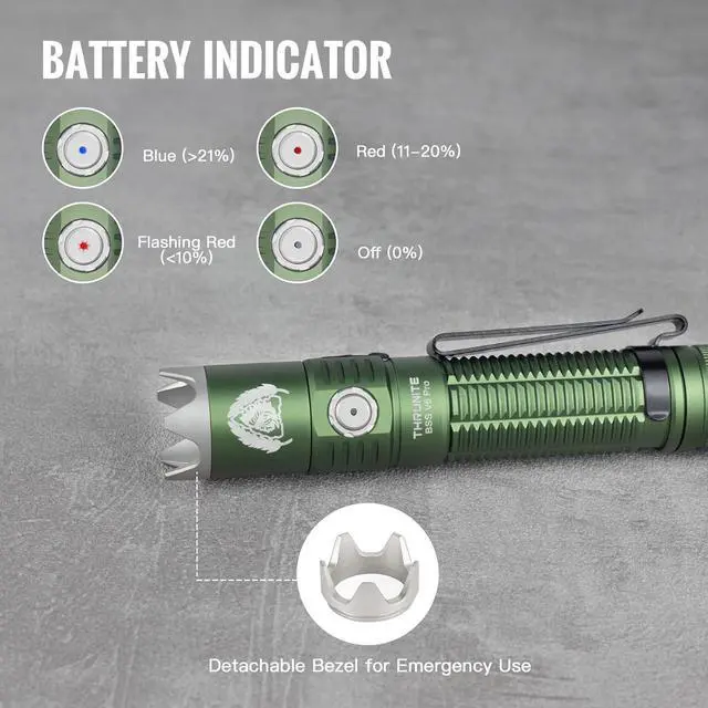 Alt view image 3 of 7 - BSS V6 Pro Tactical Flashlight, USB-C Rechargeable LED Flashlight, High 1705 Lumens, 6 Light Modes, Dual Switches Bright Flashlights, Dark Green - CW