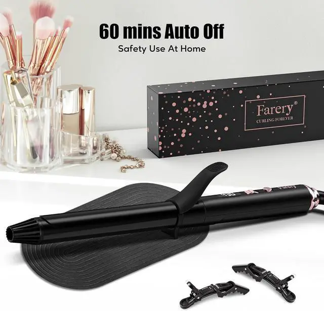 Alt view image 6 of 6 - Long Barrel Curling Iron 1 Inch, Ceramic Curling Iron for Thin Hair, Infused Argan Oil & Keratin, Long Lasting Styling, 11 Adjustable Temp, Include Clips & Silicone Pad