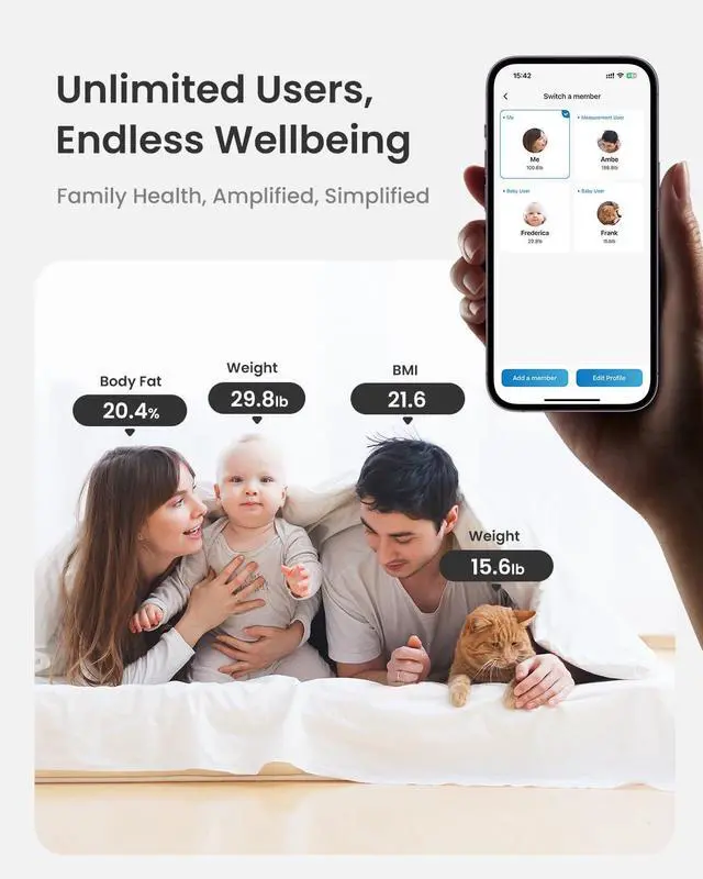 Alt view image 7 of 7 - RENPHO Scale for Body Weight, Smart Scale with BMI, Body Fat, Muscle Mass, Bluetooth, FSA HSA Store Eligible, 13 Metrics with Large VA Display, Support App Connection, Black, Elis 2X