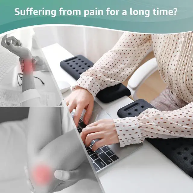 Alt view image 2 of 6 - Holly L-Shaped Desk EdgeRest, 2-Piece Set, Plam & Wrist & Forearm & Elbow Comfort Support for Table or Desk Edge, Non-Slip, Memory Foam Padding, Ergonomic Design, Separate Design