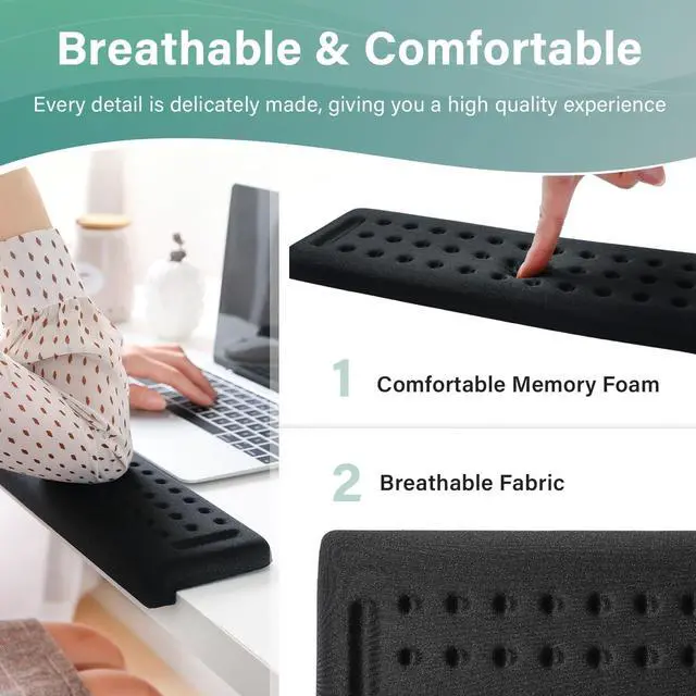 Alt view image 4 of 6 - Holly L-Shaped Desk EdgeRest, 2-Piece Set, Plam & Wrist & Forearm & Elbow Comfort Support for Table or Desk Edge, Non-Slip, Memory Foam Padding, Ergonomic Design, Separate Design