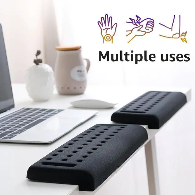 Alt view image 6 of 6 - Holly L-Shaped Desk EdgeRest, 2-Piece Set, Plam & Wrist & Forearm & Elbow Comfort Support for Table or Desk Edge, Non-Slip, Memory Foam Padding, Ergonomic Design, Separate Design