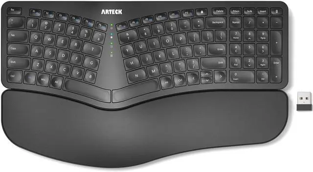 Main image of Split Ergonomic Keyboard with Cushioned Wrist and Palm Rest, 2.4G USB Wireless Comfortable Natural Ergonomic Split Keyboard, for Windows Computer Desktop Laptop
