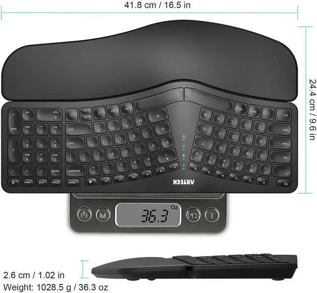 Alt view image 6 of 7 - Split Ergonomic Keyboard with Cushioned Wrist and Palm Rest, 2.4G USB Wireless Comfortable Natural Ergonomic Split Keyboard, for Windows Computer Desktop Laptop