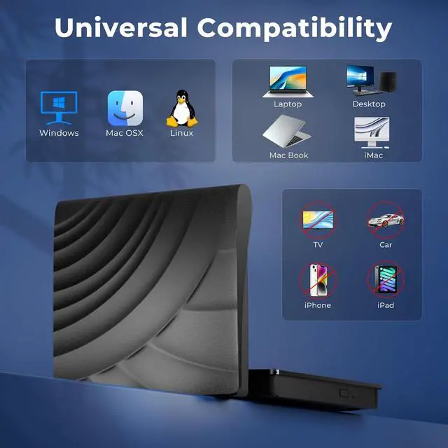 Alt view image 5 of 7 - External Blu Ray Drive, Portable Bluray Drives CD DVD BD Reader, USB 3.0 Type-C Slim Optical CD/DVD Blu Ray Burner for MacBook Laptop Desktop PC Compatible with Mac OS Windows XP/7/8/10/11