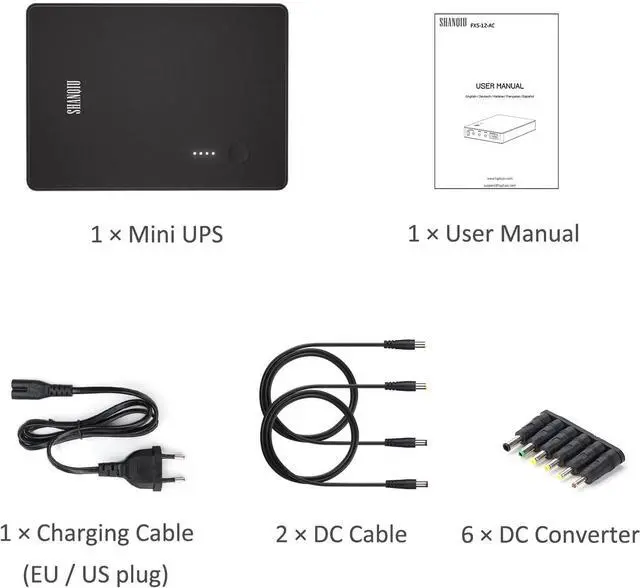 Alt view image 6 of 6 - Mini UPS Battery Backup Uninterruptible Power Supply for Router, Modem, Security Camera with Input AC Output USB 5V DC 5V 9V 12V (37Wh)