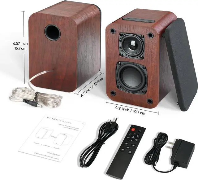 Alt view image 7 of 7 - Powered Bluetooth Bookshelf Speakers, 40W Record Player Speakers with 2.75 Inch Woofer, Stereo Speakers with Optical/AUX/TV-ARC Connection for Turntable, No Receiver or Amplifier Required.