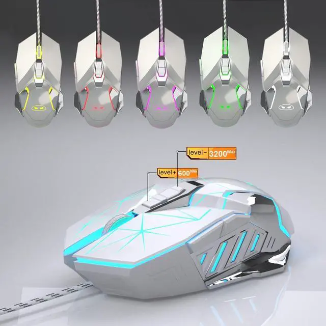 Alt view image 5 of 7 - Mechanical Gaming Keyboard and Mouse Combo, Retro Punk Round Keycaps RGB Rainbow Backlit Wired Keyboard for Game and Office, for Windows Laptop PC, Red Switches(White)