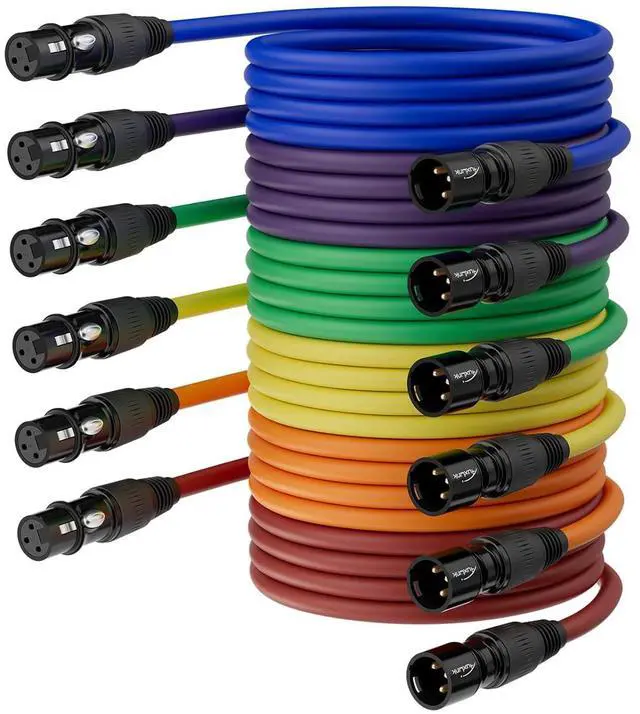 Main image of 15ft 6 Pack, Microphone Cable Male to Female, XLR Speaker Cable 6 Color Gold-Plated 3-Pins for Microphone, Mixer, Recording Studio- 15 Feet, 6 Pack