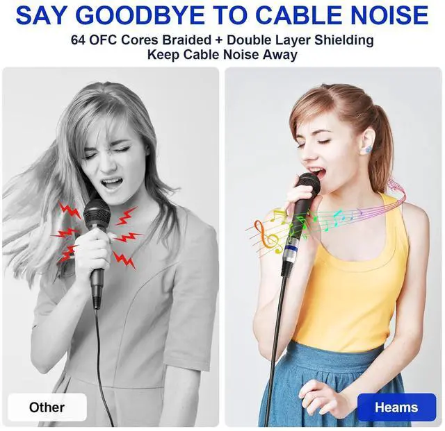 Alt view image 2 of 7 - Professional 6 Pack 25FT XLR Cables, Noise Free and Long-Lasting Braided XLR Microphone Cable, All Copper Conductors Balanced Male to Female Mic Cable for Studio Monitor, Mixer, DMX, Colorful