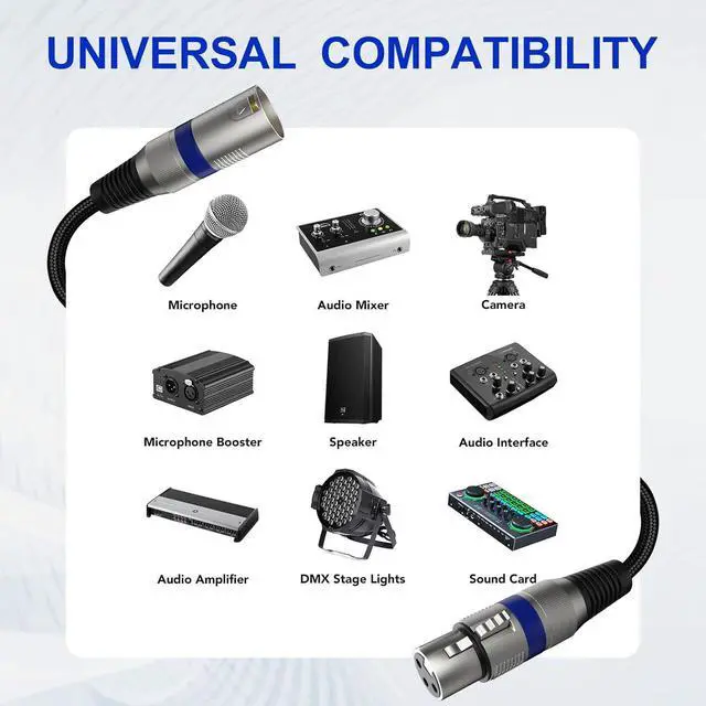 Alt view image 6 of 7 - Professional 6 Pack 25FT XLR Cables, Noise Free and Long-Lasting Braided XLR Microphone Cable, All Copper Conductors Balanced Male to Female Mic Cable for Studio Monitor, Mixer, DMX, Colorful