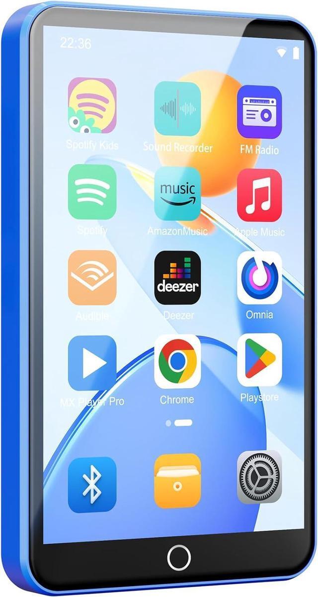 Main image of 80GB MP3 Player with Bluetooth and WiFi, Android MP3 & MP4 Players with 4" Touchscreen and Speaker, 2000mAh Spotify Music Player with Spotify Kids, Audible,  Music, Play Store (Blue)