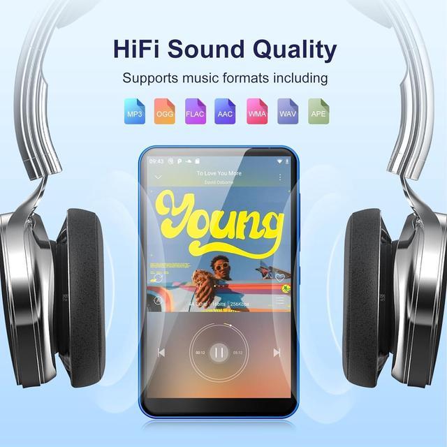 Alt view image 4 of 7 - 80GB MP3 Player with Bluetooth and WiFi, Android MP3 & MP4 Players with 4" Touchscreen and Speaker, 2000mAh Spotify Music Player with Spotify Kids, Audible,  Music, Play Store (Blue)