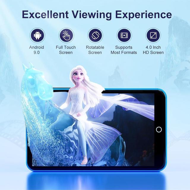 Alt view image 3 of 7 - 80GB MP3 Player with Bluetooth and WiFi, Android MP3 & MP4 Players with 4" Touchscreen and Speaker, 2000mAh Spotify Music Player with Spotify Kids, Audible,  Music, Play Store (Blue)
