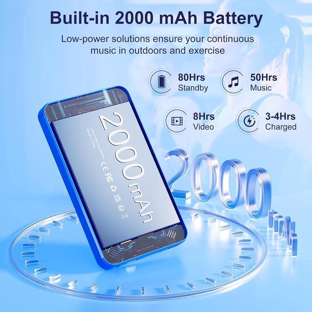 Alt view image 6 of 7 - 80GB MP3 Player with Bluetooth and WiFi, Android MP3 & MP4 Players with 4" Touchscreen and Speaker, 2000mAh Spotify Music Player with Spotify Kids, Audible,  Music, Play Store (Blue)