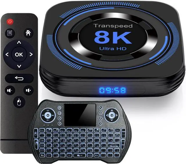 Main image of Android TV Box 12.0 4GB 64GB - 8K HDR10 BT5.0 USB 3D Ethernet with Mini Backlit Keyboard