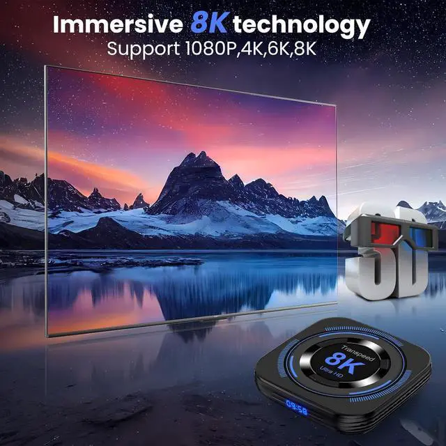 Alt view image 3 of 7 - Android TV Box 12.0 4GB 64GB - 8K HDR10 BT5.0 USB 3D Ethernet with Mini Backlit Keyboard