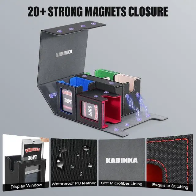 Alt view image 6 of 7 - Card Deck Box for MTG with Commander Display, 5 in 1 Trading Card Storage Box Fits 400+ Double-sleeved Cards,Removable Deck Case for TCG/Sports Cards with Dice Tray, 4 Magnetic Card Holders(Colorful)