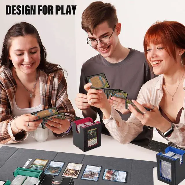 Alt view image 7 of 7 - Card Deck Box for MTG with Commander Display, 5 in 1 Trading Card Storage Box Fits 400+ Double-sleeved Cards,Removable Deck Case for TCG/Sports Cards with Dice Tray, 4 Magnetic Card Holders(Colorful)