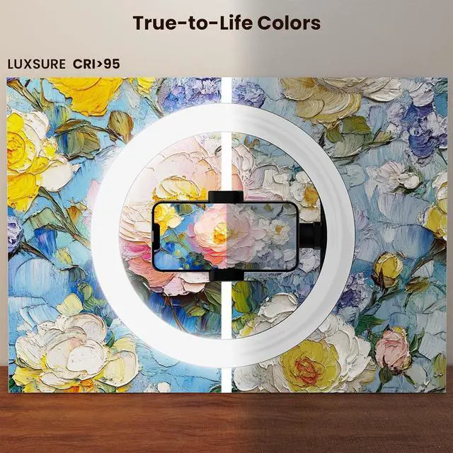 Alt view image 3 of 6 - Ring Light for Desk, 10" LED Ring Light with Stand, Overhead Camera/Phone Mount, Stable Phone Tripod with Light for Video Recording/Live Streaming/Cooking/Content Creation