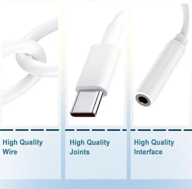 Alt view image 5 of 7 - USB-C to 3.5 mm Headphone Jack Adapter,USB C to Aux Audio Dongle Cable Cord Compatible with iPhone 15 16 Series, iPad Pro, Galaxy S23/S22 Ultra Headphone Adapter (White, 50 Pack)