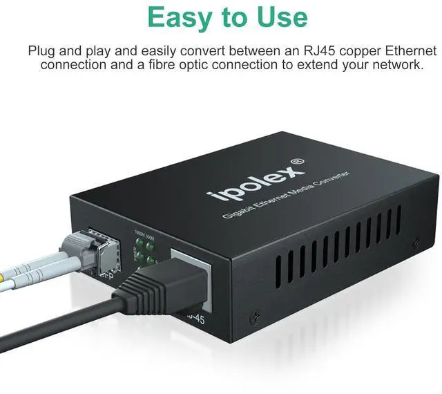Alt view image 4 of 7 - Gigabit Multi-Mode LC Fiber to Ethernet Media Converter with 2*SFP Modules, 1.25G Fiber Optic to Ethernet Converter, 1000Base-SX to 10/100/1000Base-TX, 850nm, MMF, up to 550-m/1804 ft, 2 Pack