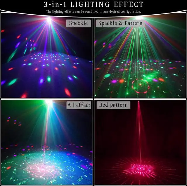 Alt view image 3 of 7 - 3-in-1 Disco Party Lights, LED DJ Rave Strobe Light, Sound Activated Remote Control Stage Light Projecter Dancing Lights for Wedding Birthday Christmas Holiday Music Show Dance (8.46*4.52*5.3)