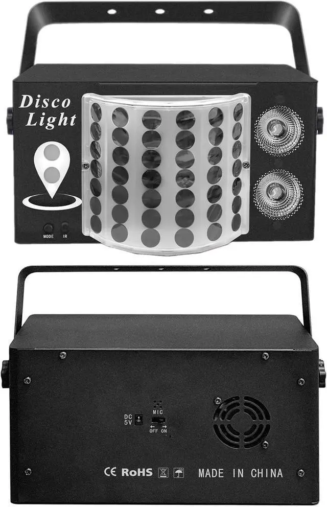Alt view image 7 of 7 - 3-in-1 Disco Party Lights, LED DJ Rave Strobe Light, Sound Activated Remote Control Stage Light Projecter Dancing Lights for Wedding Birthday Christmas Holiday Music Show Dance (8.46*4.52*5.3)