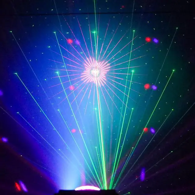 Alt view image 6 of 7 - 3-in-1 Disco Party Lights, LED DJ Rave Strobe Light, Sound Activated Remote Control Stage Light Projecter Dancing Lights for Wedding Birthday Christmas Holiday Music Show Dance (8.46*4.52*5.3)