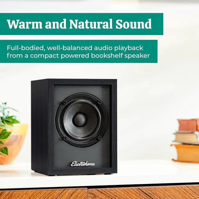 Alt view image 2 of 7 - Huntley Powered Bookshelf Speakers with Built-in Amplifier and 3" Drivers for Turntable, TV, PC and Wireless Music Streaming Featuring Bluetooth 5, RCA and Aux (EB10B)