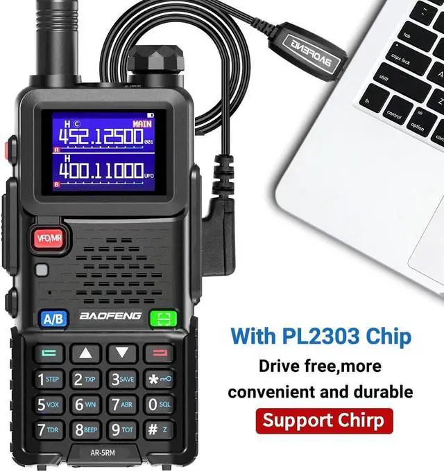 Alt view image 5 of 7 - Ham Radio AR-5RM 10W Long Range Handheld Rechargeable Tactical NOAA Weather Two Way Radio Copy Frequency Walkie Talkie for Adults with Programming Cable,Type-C Charging,2 Pack