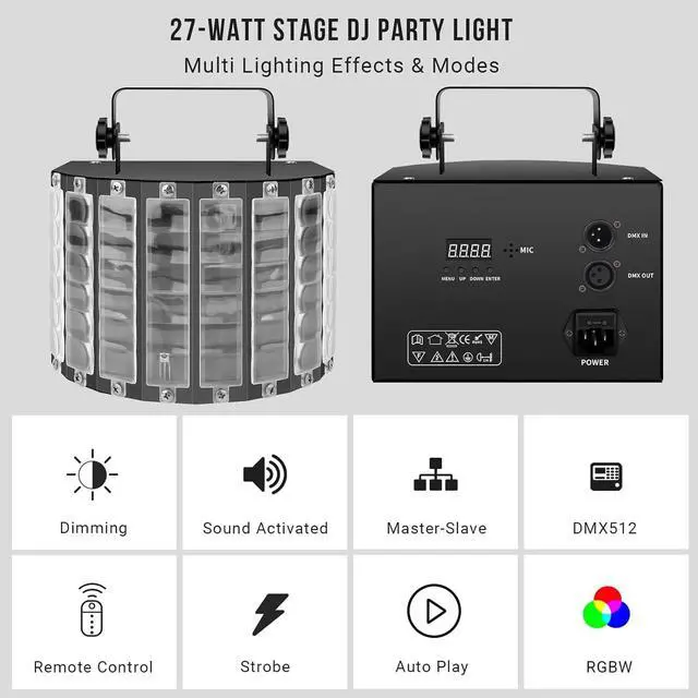 Alt view image 3 of 7 - DJ Party Stage Light - 27W Colorful DJ Lighting Beam Effect by Sound Activated DMX Remote Control for Church Wedding Birthday Party Music Dance Show Stage Lighting Decoration